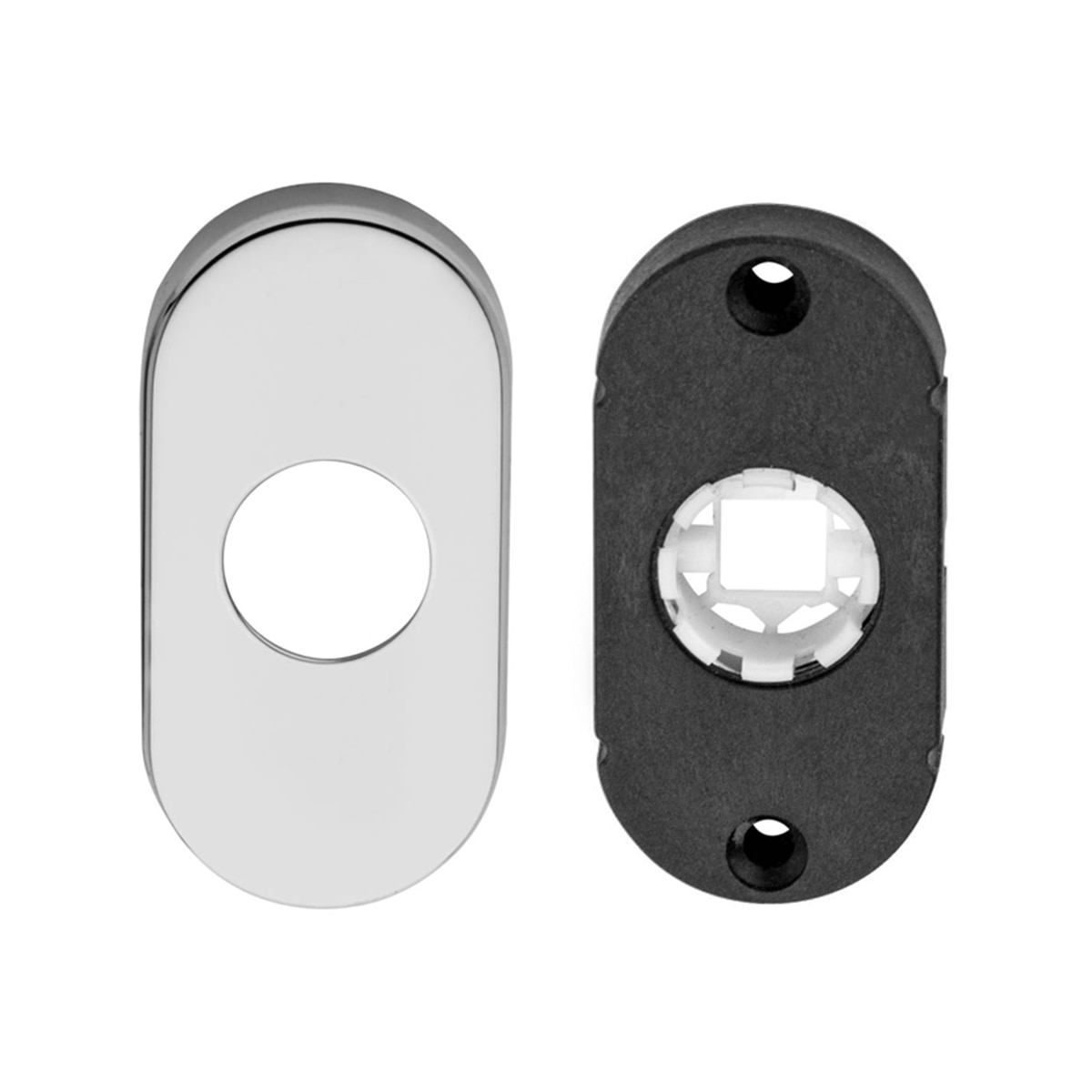 Roseta Decorativa Oval 60 x 30 x 10 mm Cromo brillo-1