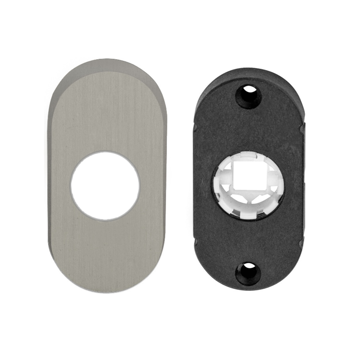 Roseta Decorativa Oval 60 x 30 x 10 mm Níquel Mate-1