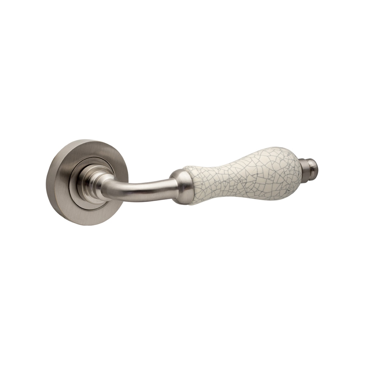 Juego Manilla Roseta Redonda con Porcelana 50 x 145 x 65 mm Níquel Mate-1