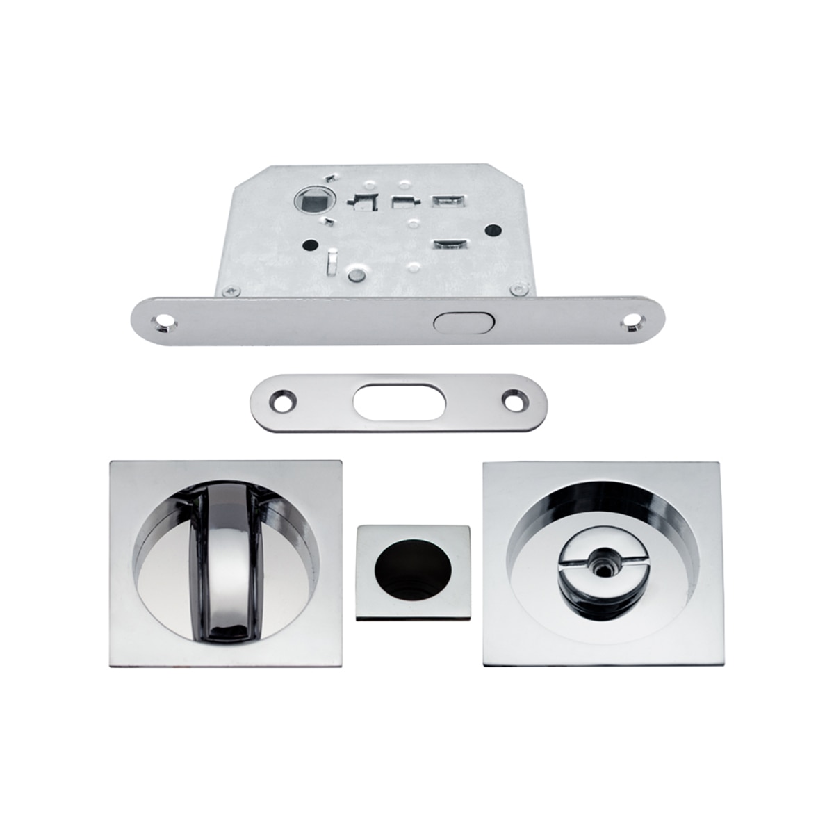 Kit Puertas Correderas Embutir Cuadrado 56 x 56;90 x 20 mm Cromo brillo-1