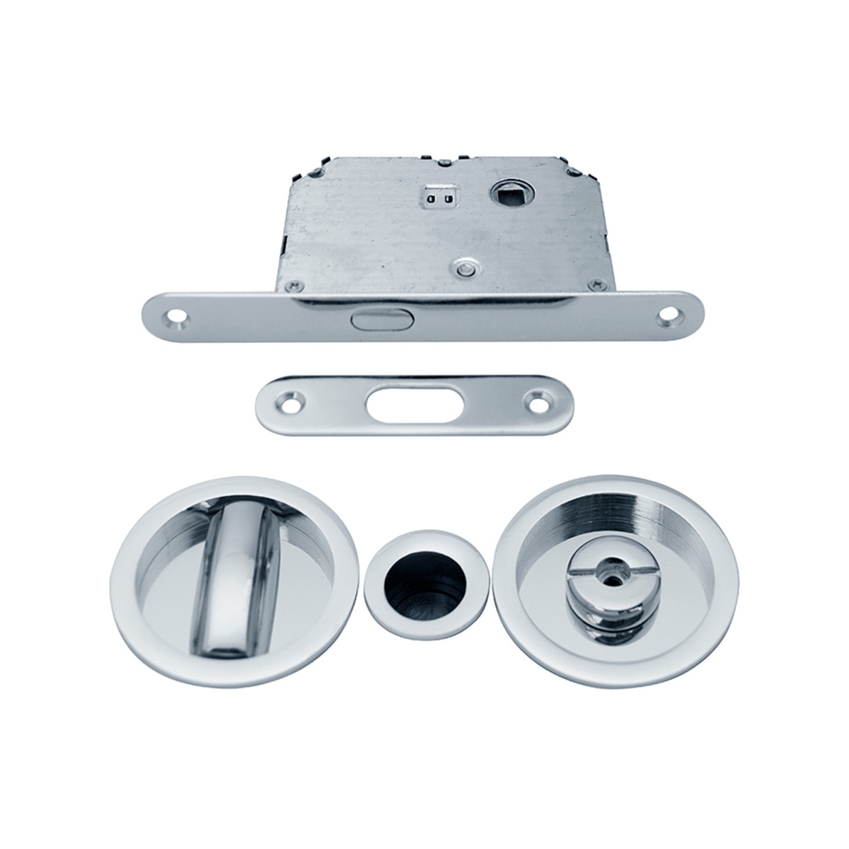 Kit Puertas Correderas Embutir Redondo 56 DIA;160 x 20 mm Cromo brillo-1