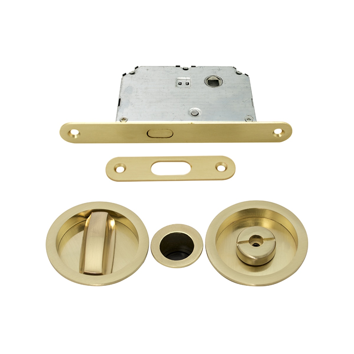 Kit Puertas Correderas Embutir Redondo 56 DIA;160 x 20 mm Latón mate-1