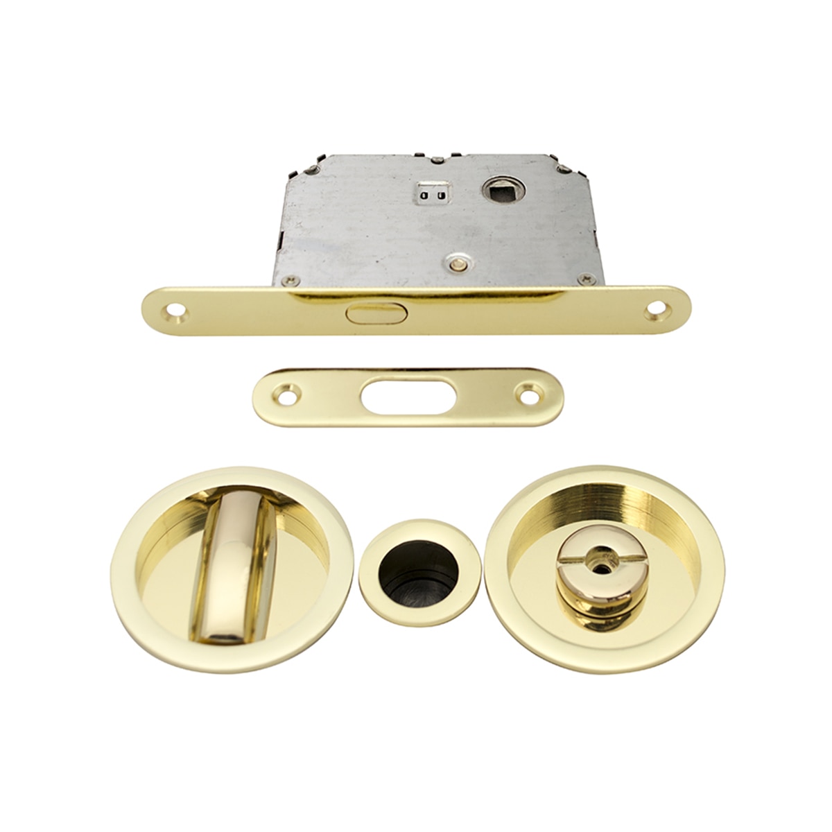 Kit Puertas Correderas Embutir Redondo 56 DIA;160 x 20 mm Dorado Pulido-1