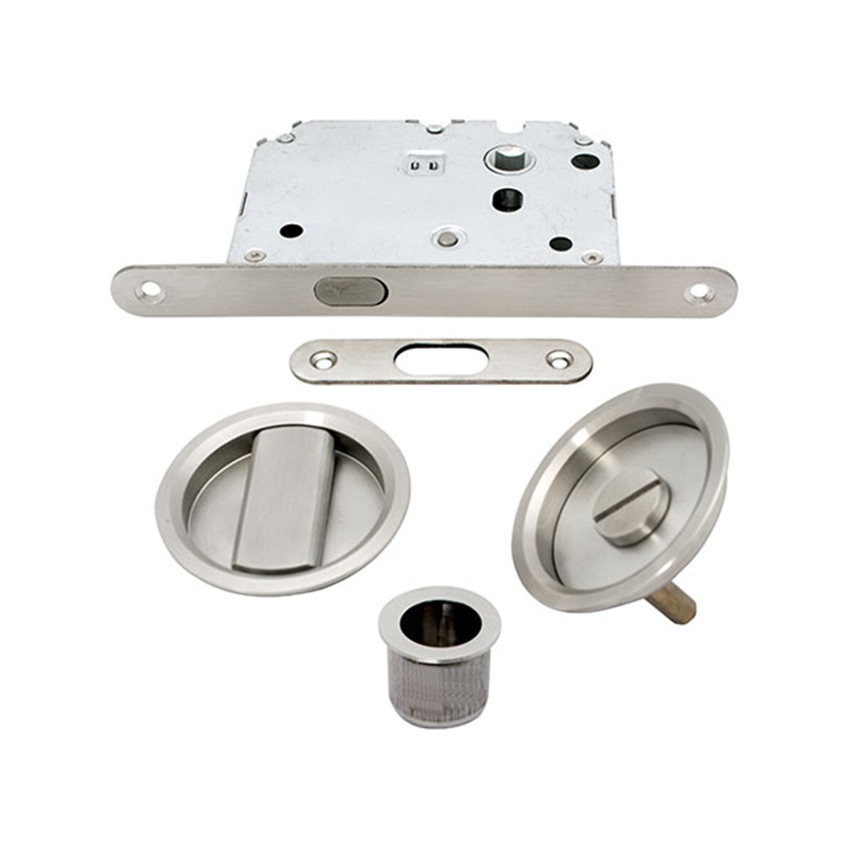 Kit Puertas Correderas Embutir Redondo 56 Ø 160 x 17 mm Acero Inox-1