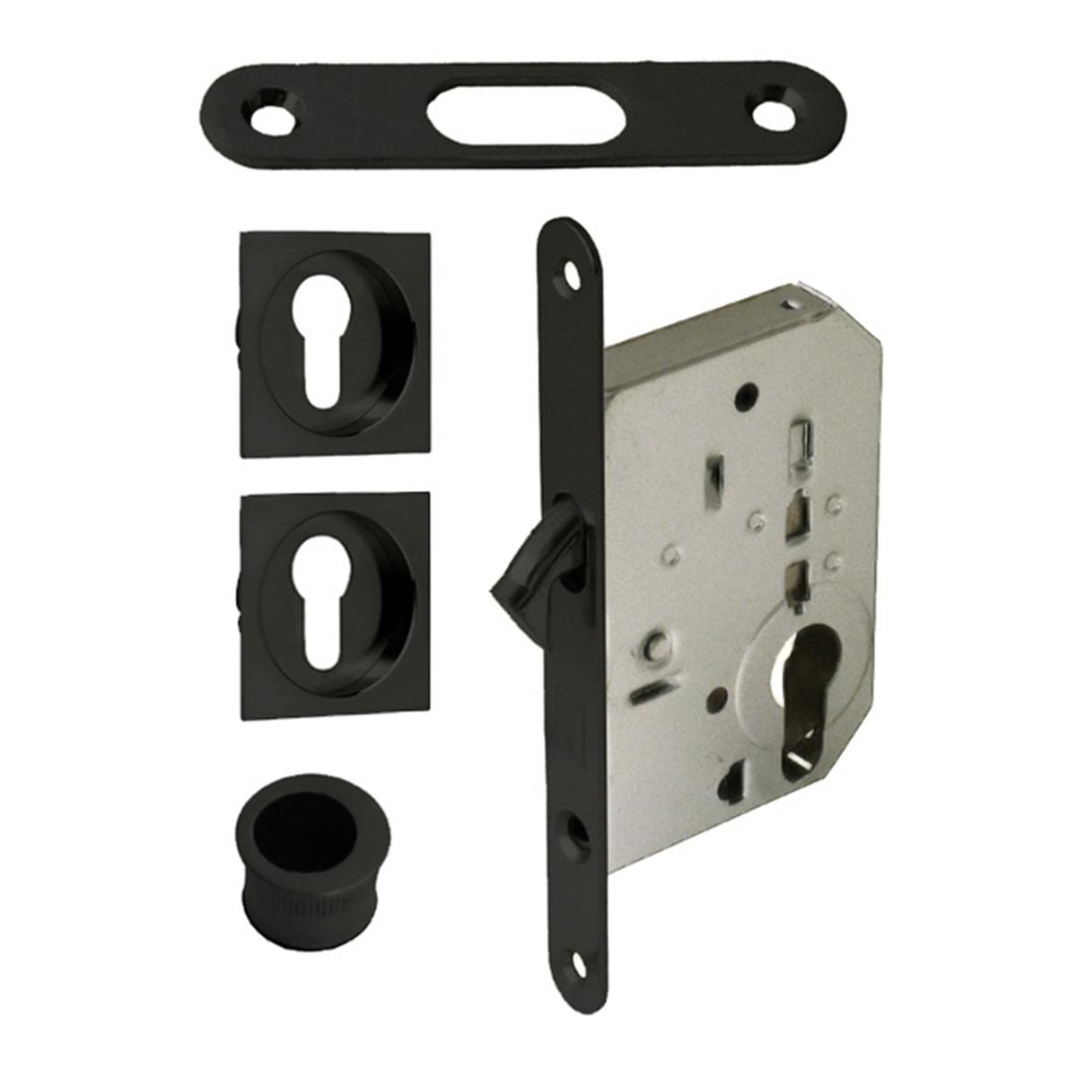 Kit Puertas Correderas Embutir Cuadrado 56 x 56 160 x 20 mm Negro-1