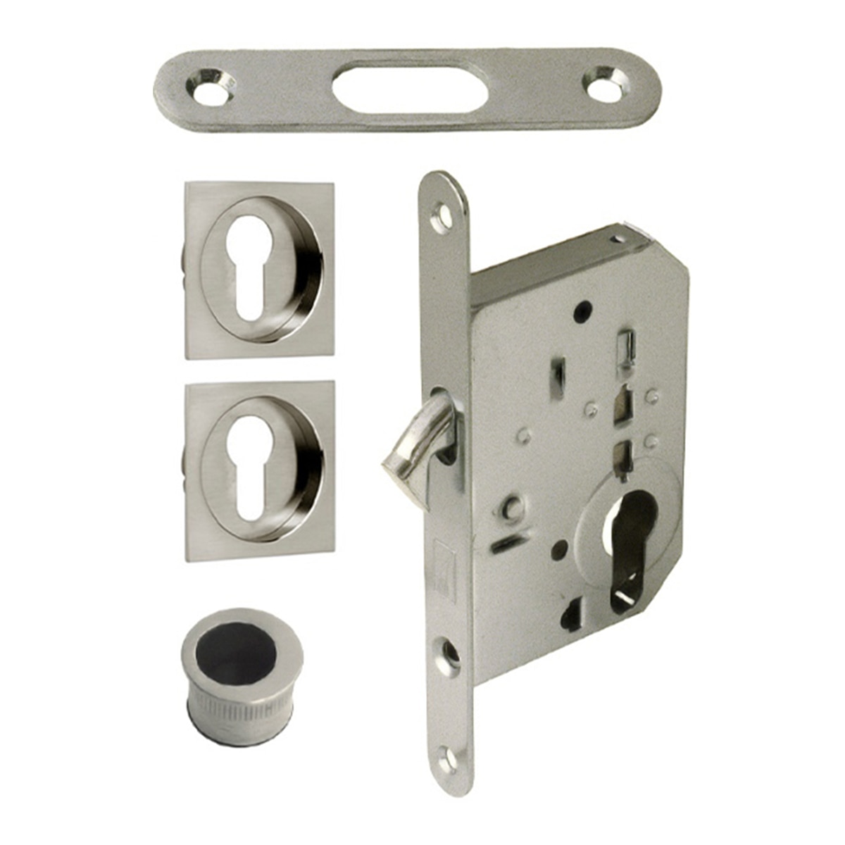 Kit Puertas Correderas Embutir Cuadrado 56 x 56 160 x 20 mm Níquel satinado-1