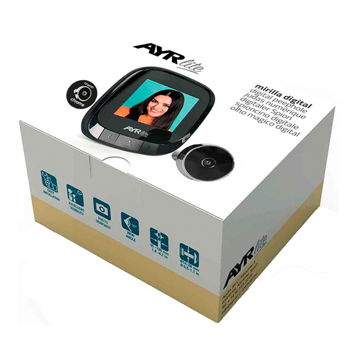 Mirilla Digital 9001 Lite Negro / Cromo-5