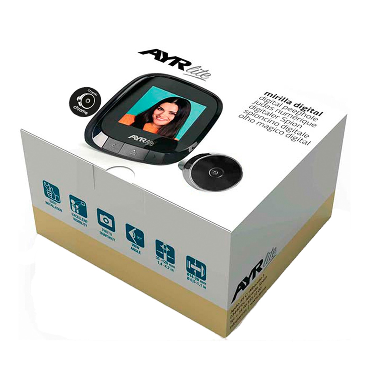 Imagen 3 de Mirilla Digital 9001 Lite - Blanco / Cromo Blanco / Cromo
