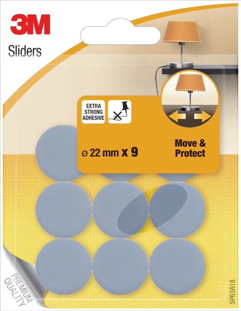 Imagem 0 de Patim Deslizante Adesivo Pequeno Mobiliário 9 Unid - Ø 22 mm