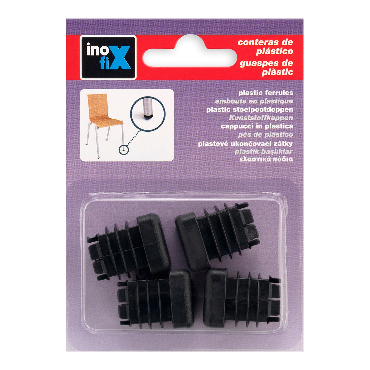Contera Interior a Presión Cuadrada 20x20 mm - 4 Uds Negro-2