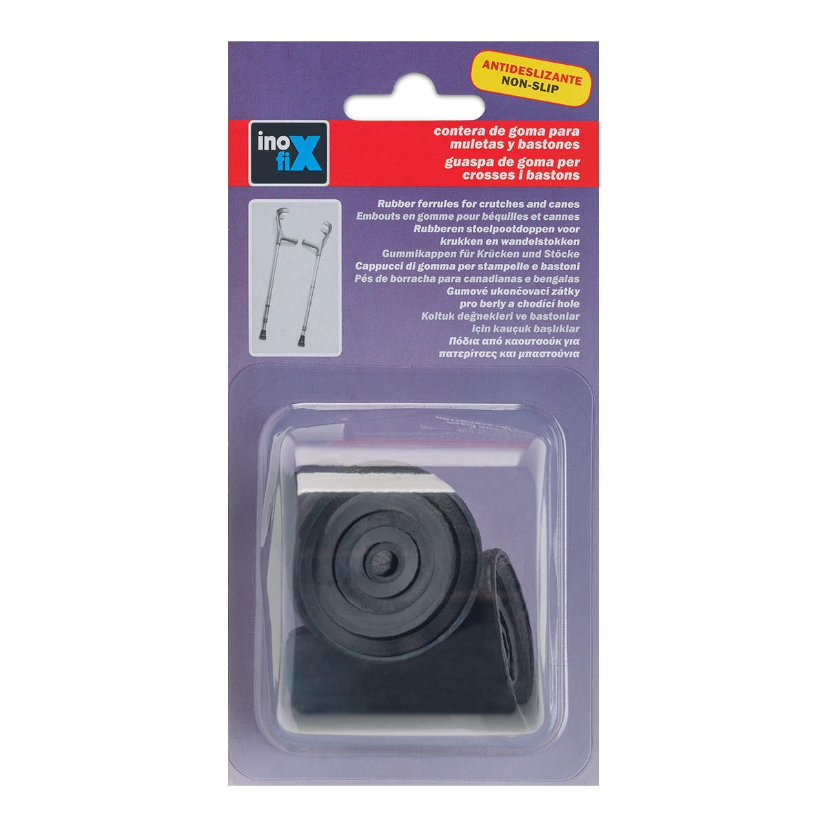 Contera Exterior a Presión Muletas Ø 19 mm - 2 Uds Negro-2