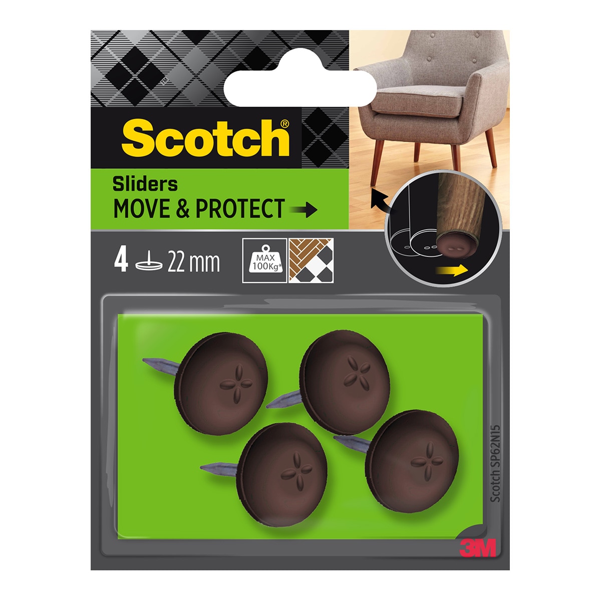 Imagen 0 de 4 Patines protectores antideslizantes para clavar Ø22 mm