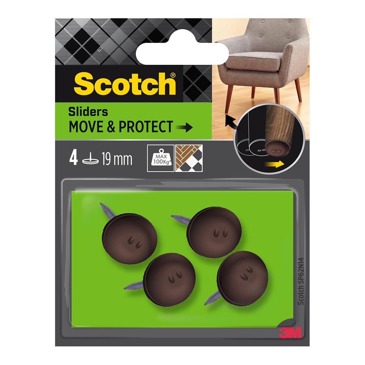 Imagen 0 de 4 Patines protectores antideslizantes para clavar Ø19 mm