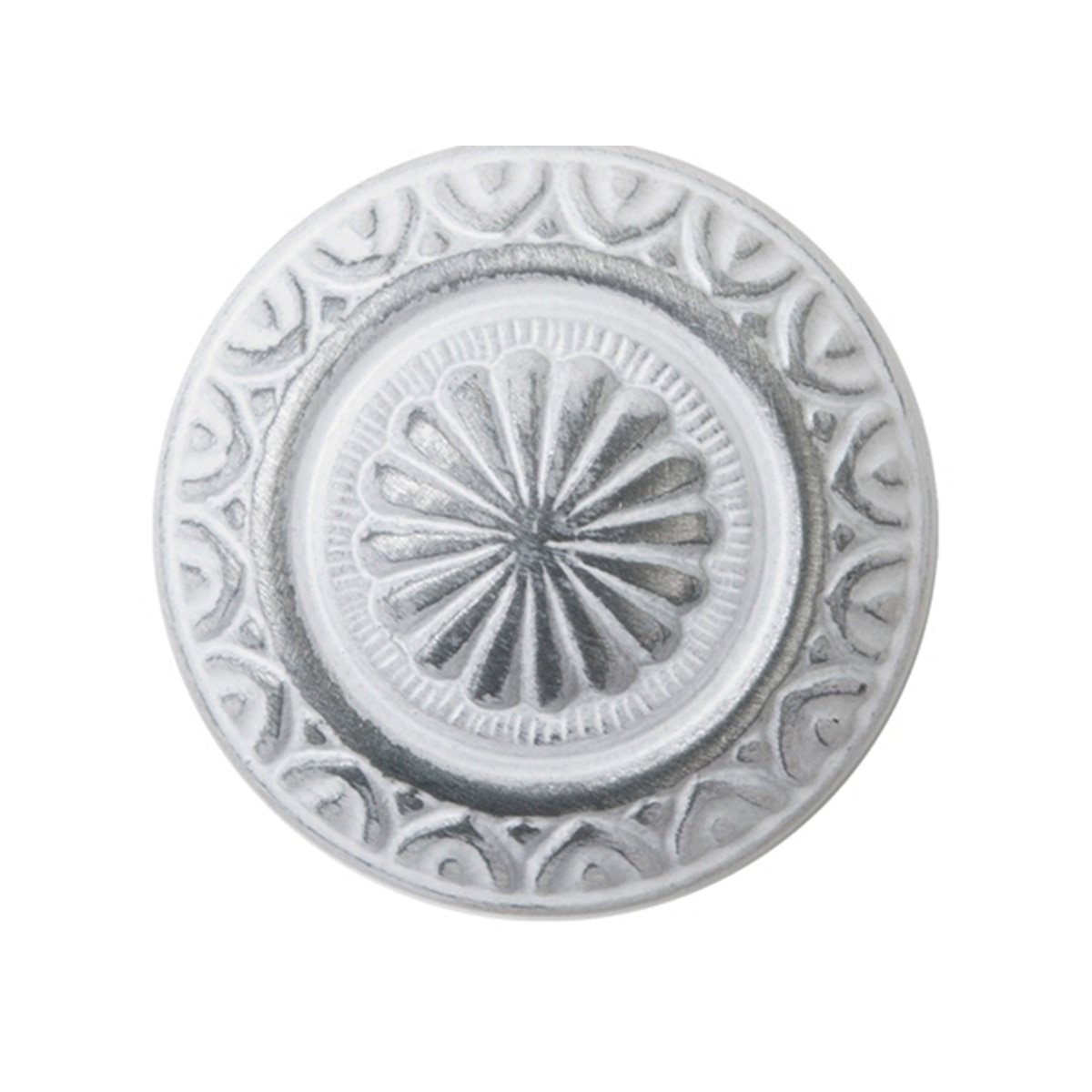 Imagen 0 de Pomo Zamak Acabado Plata con Pátina Blanca 34 mm
