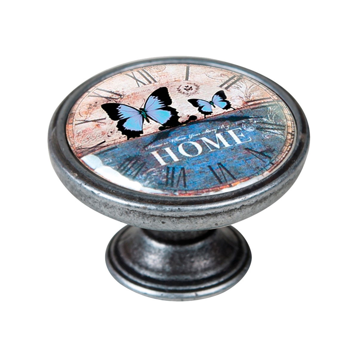 Imagen 0 de Pomo Metálico Reloj Vintage Acabado Plata Vieja