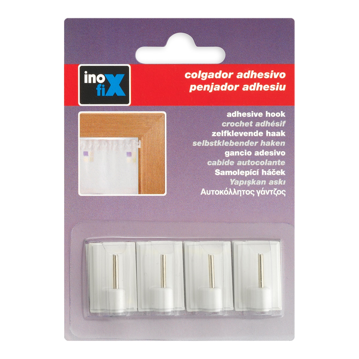 Colgador Adhesivo Visillos - Pack 4 Uds Blanco-2