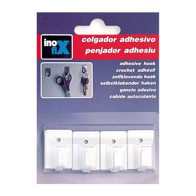 Gancho Adesivo com Mini Acabamento e em Aço Inox 4 Unid. - Branco Branco-2