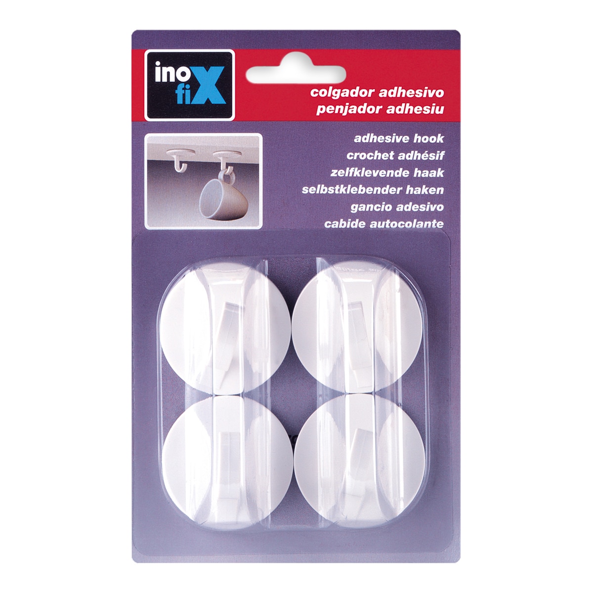 Colgador Adhesivo Techo - 4 Uds Blanco-2