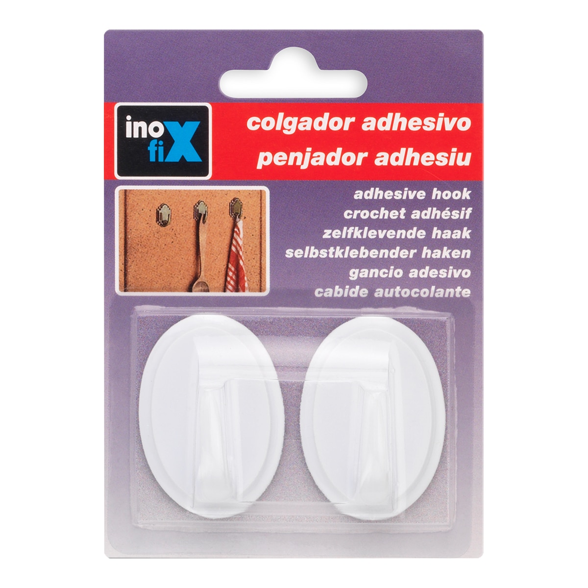 Colgador Adhesivo Clásico Oval - 2 Uds Blanco-2