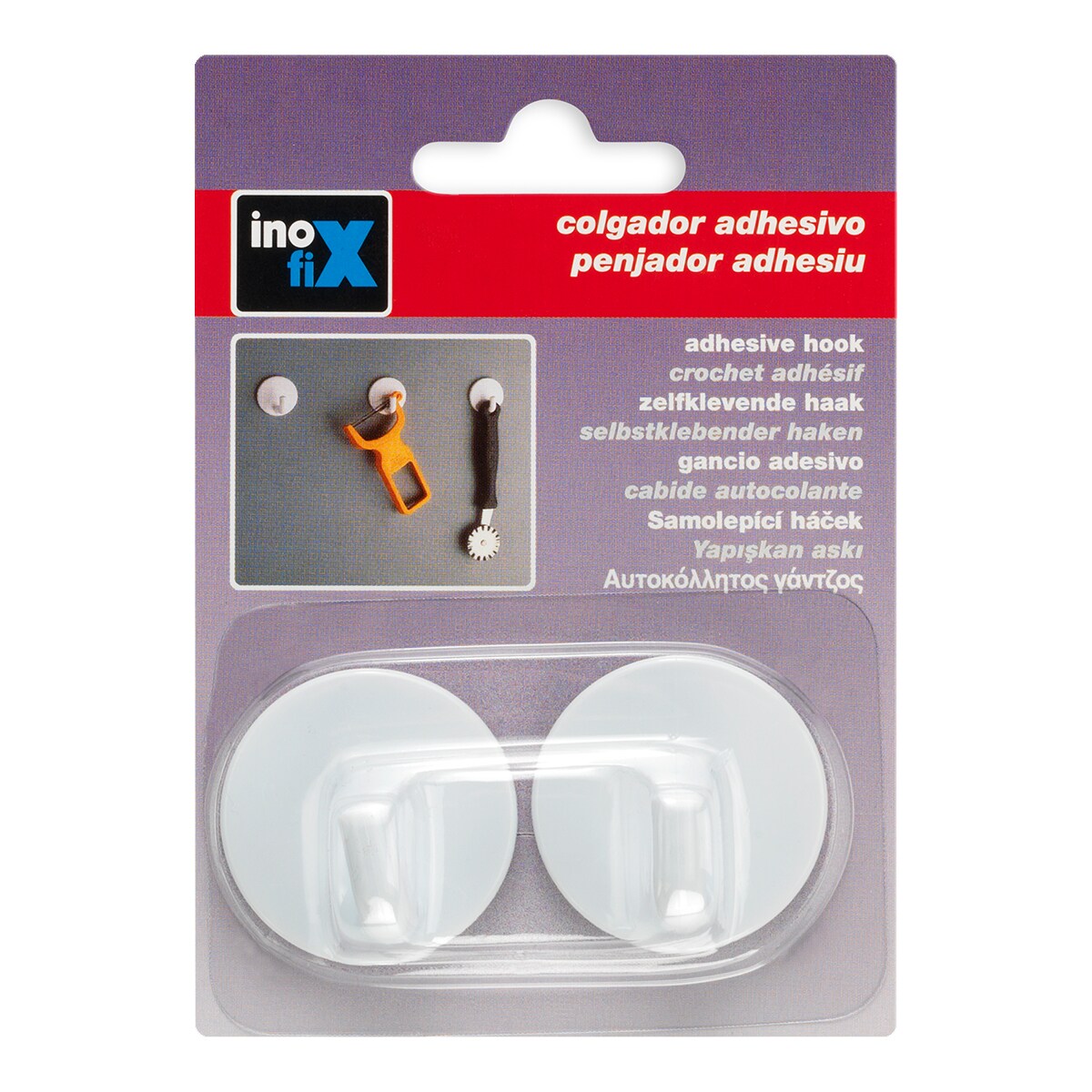 Gancho Adesivo Simples Circular 2 Unid. Branco-2