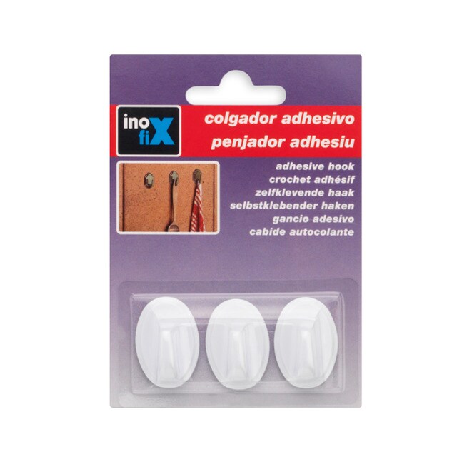 Colgador Adhesivo Clásico Oval Mini - 3 Uds Blanco-2