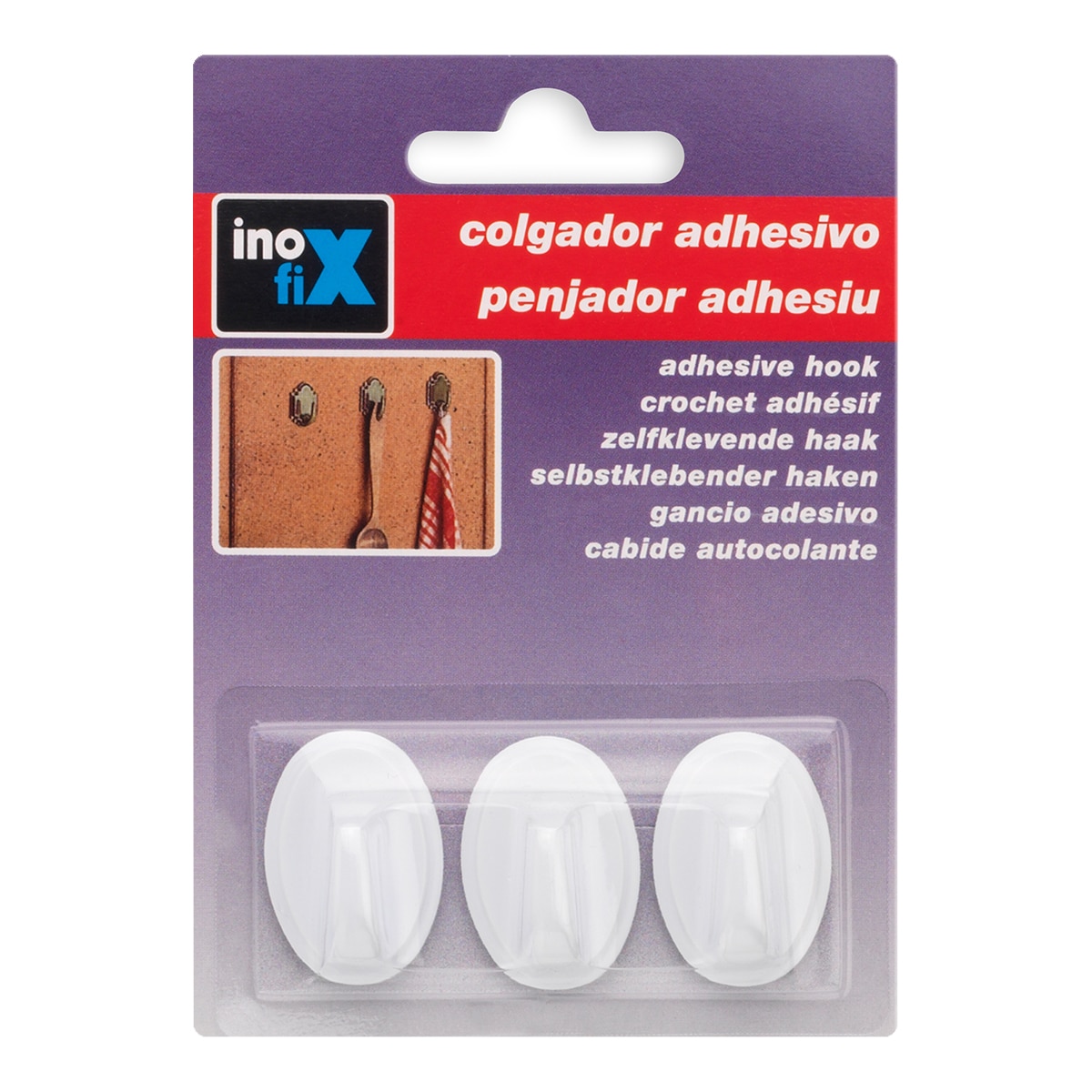 Colgador Adhesivo Clásico Oval Mini - 3 Uds Blanco-3