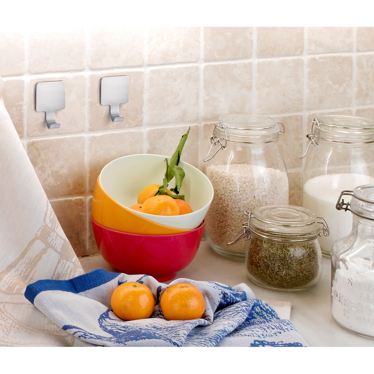 Gancho Adesivo de Aço Mate Plain 2 Unid. Aço fosco-3