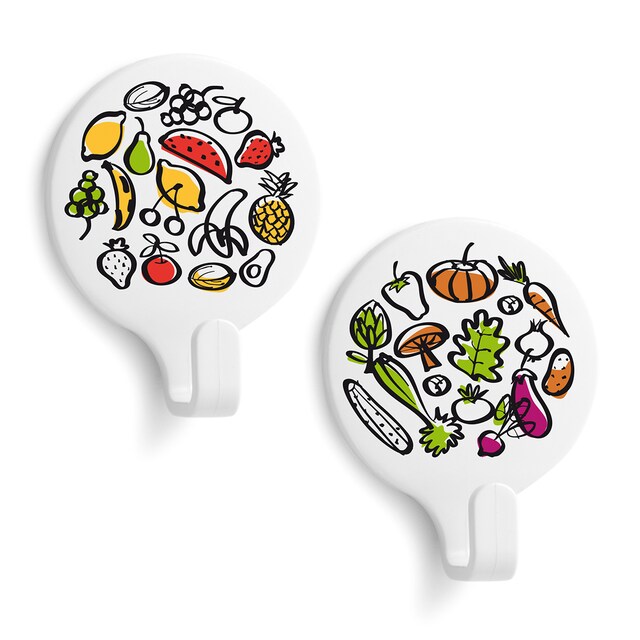 Imagen 0 de Colgador Adhesivo Circular Decorado Vegetales - 2 Uds