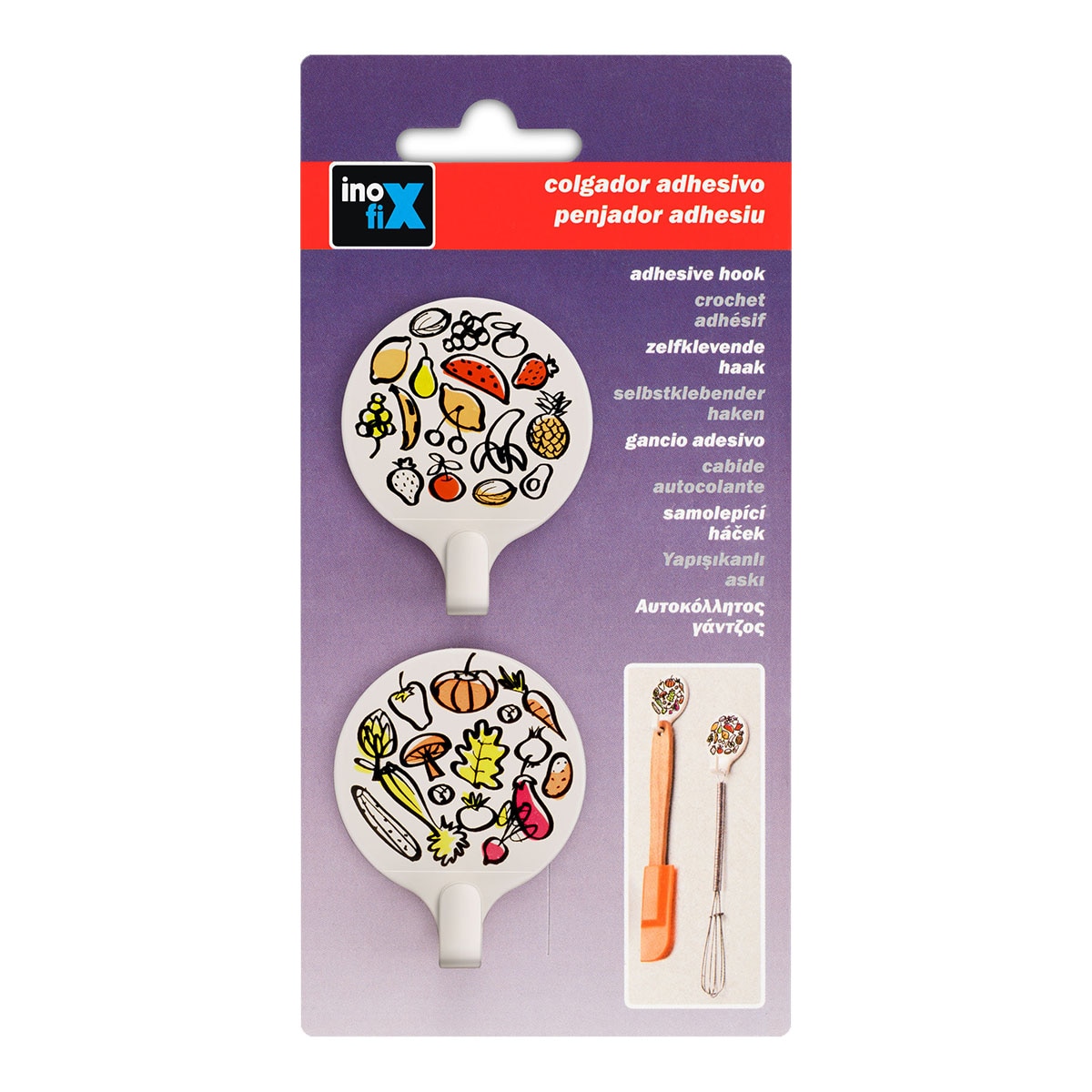 Colgador Adhesivo Circular Decorado Vegetales - 2 Uds 3