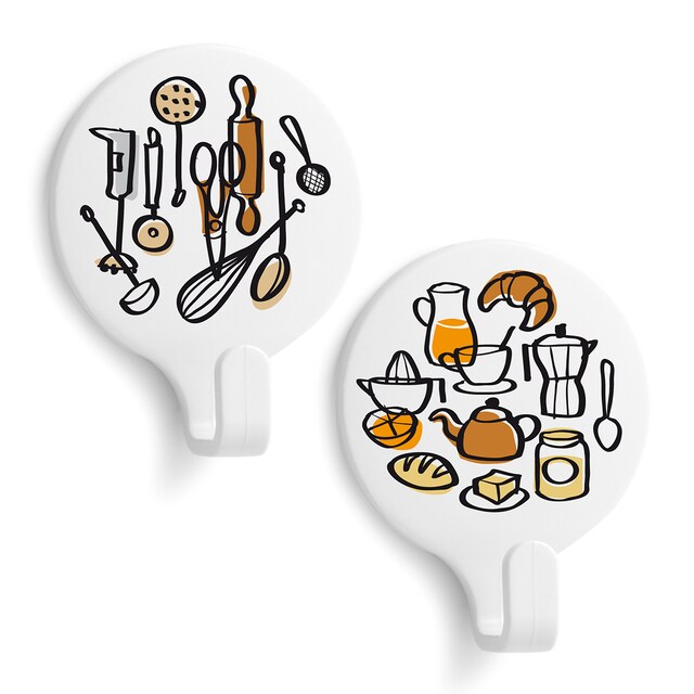 Imagen 0 de Colgador Adhesivo Circular Decorado Kitchen - 2 Uds
