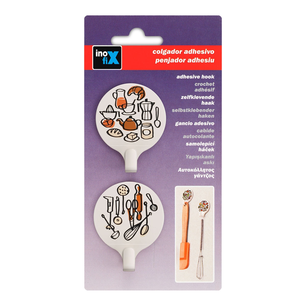 Colgador Adhesivo Circular Decorado Kitchen - 2 Uds 3