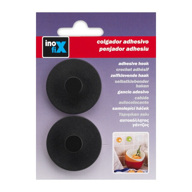 Colgador Adhesivo Circular Multiusos 2 Uds Negro-2