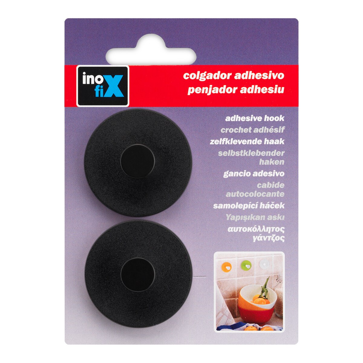 Colgador Adhesivo Circular Multiusos 2 Uds Negro-3