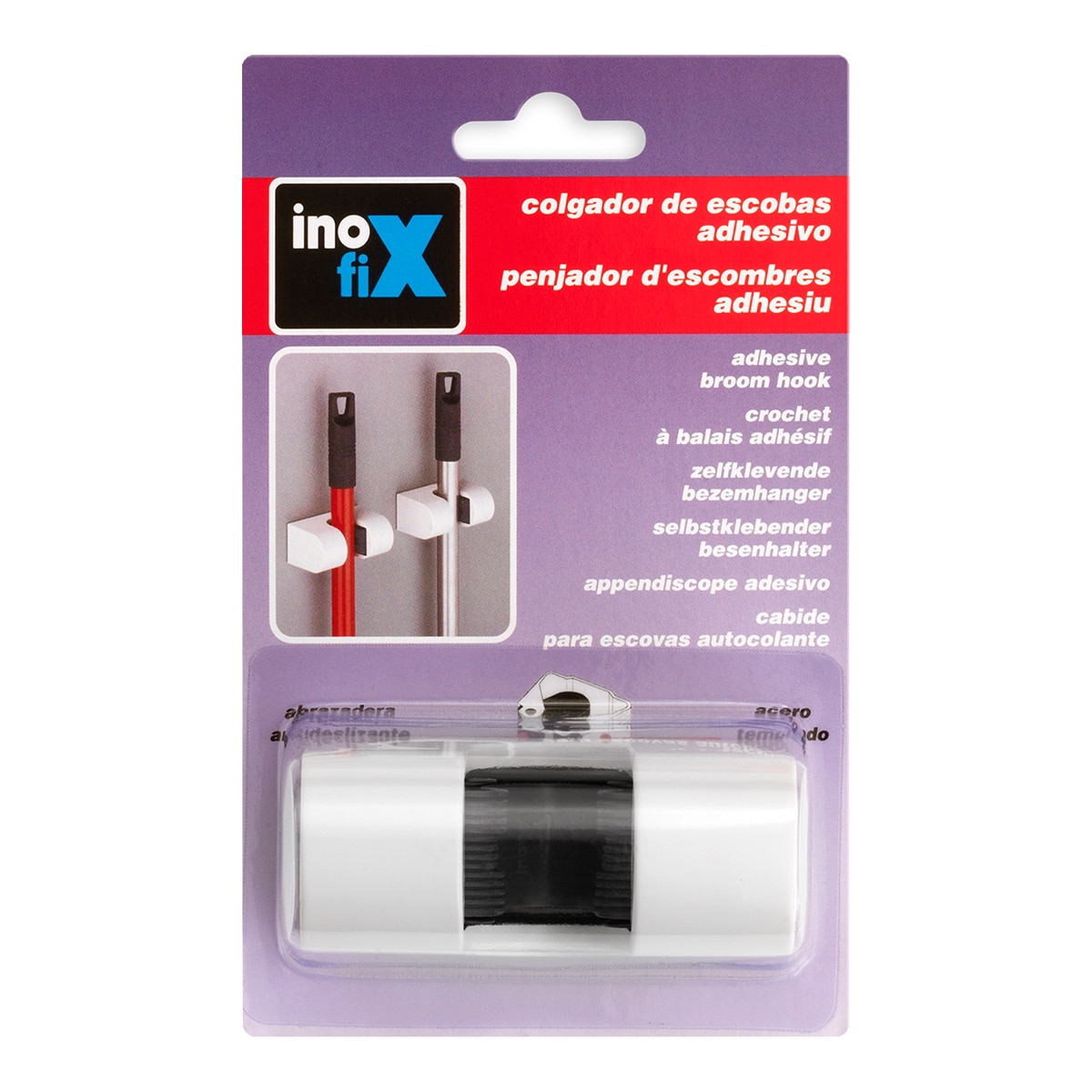 Colgador Escobas Adhesivo Carenado Blanco-2