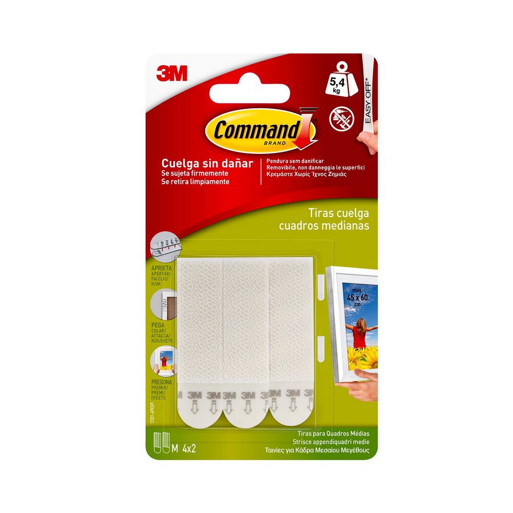 Imagem 0 de Tiras Médias de Pendurar Quadros 8 Unid.