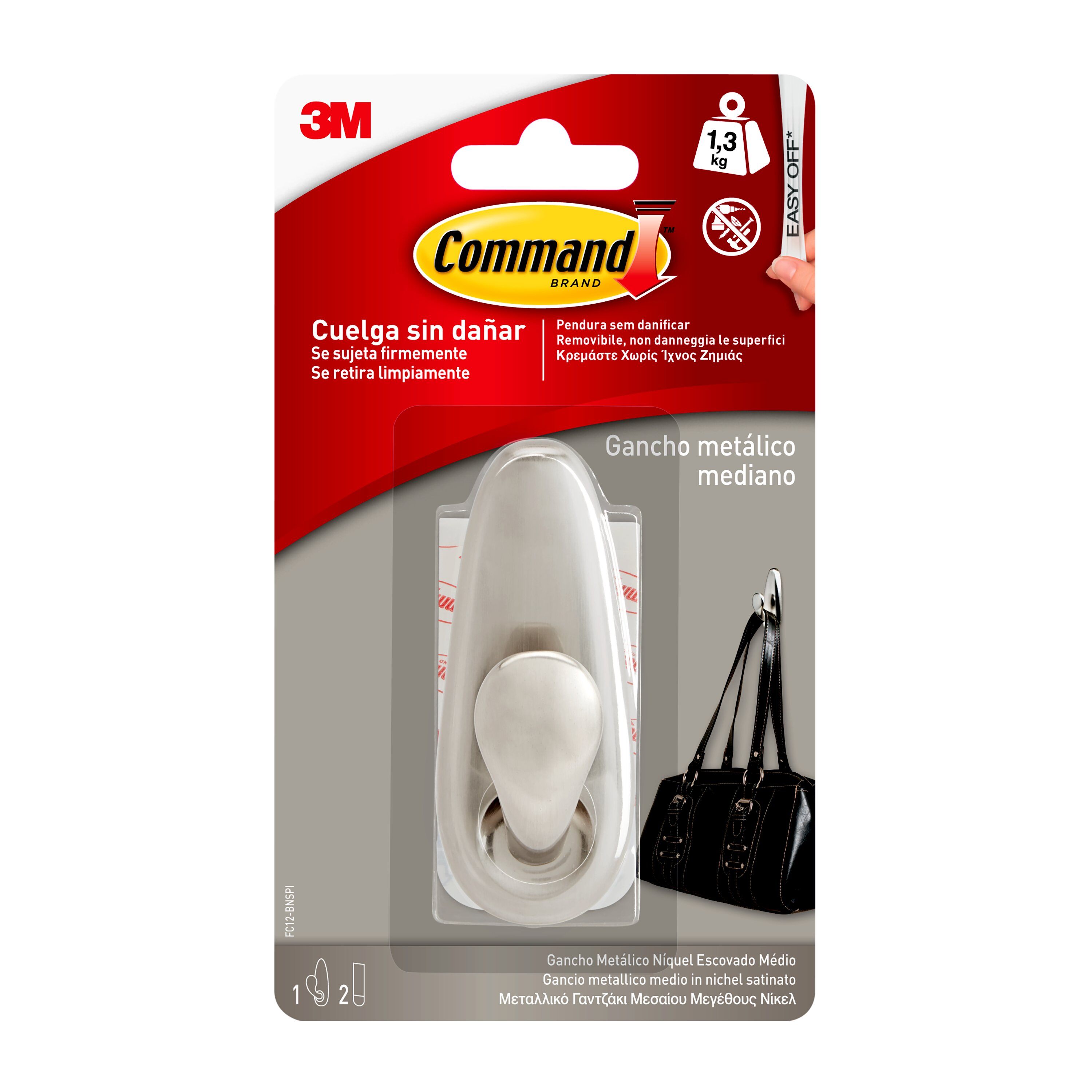 Imagem 0 de Gancho Adesivo Metálico Clássico Médio