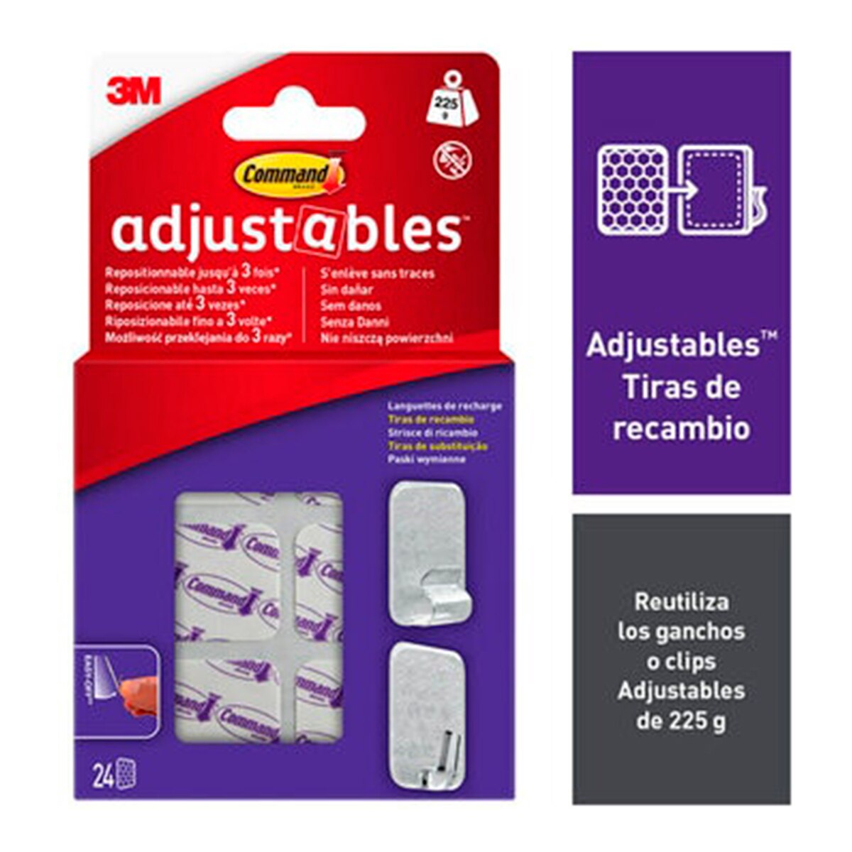 Tiras de Recarga Reposicionáveis para Clips e Ganchos 24 Unid. Transparente-4