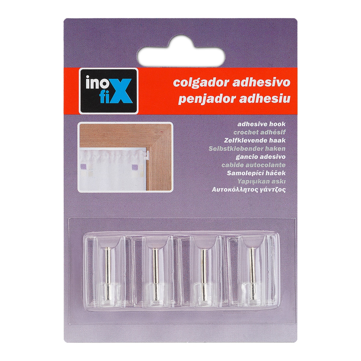 Colgador Adhesivo Visillos 4 Uds Transparente-2