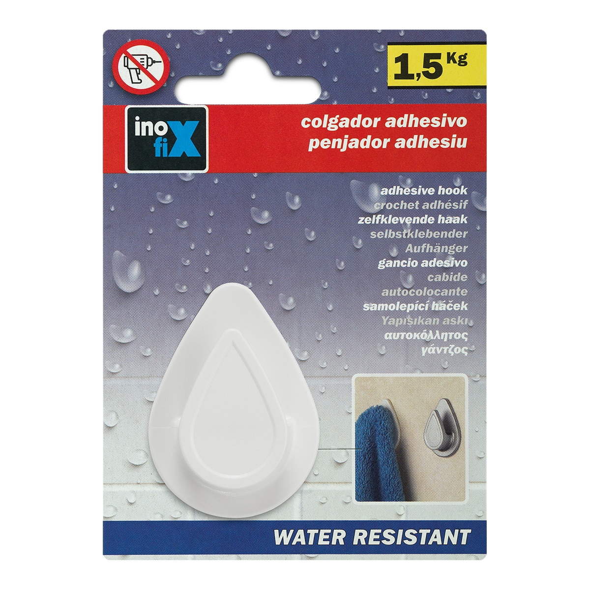 Colgador Adhesivo Resistente al agua Gota Blanco-2