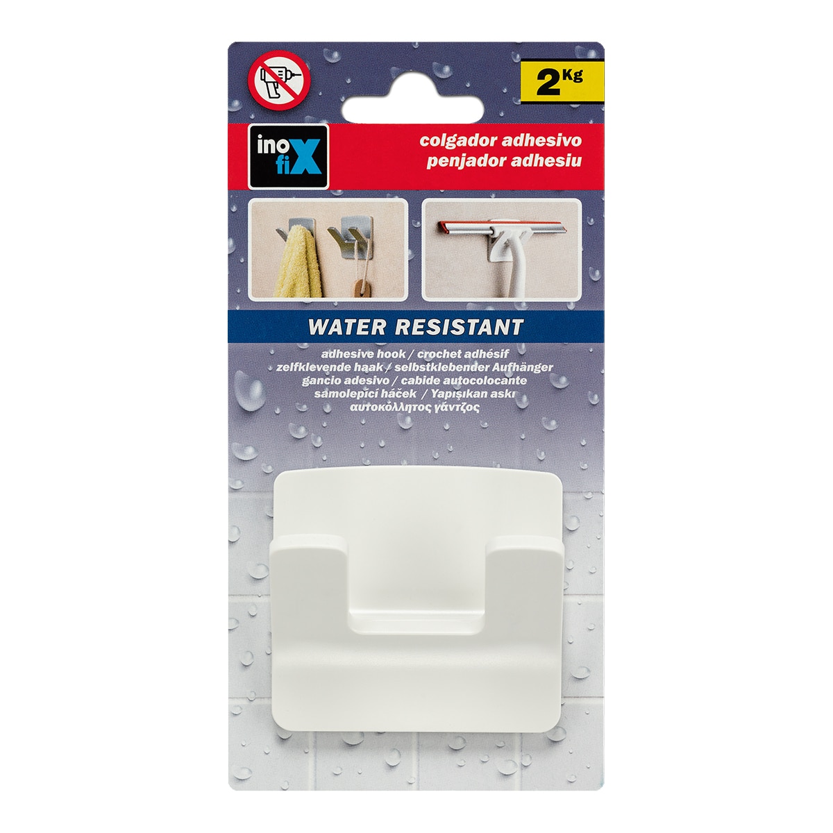 Colgador Adhesivo Resistente al agua Rama Doble Blanco-2