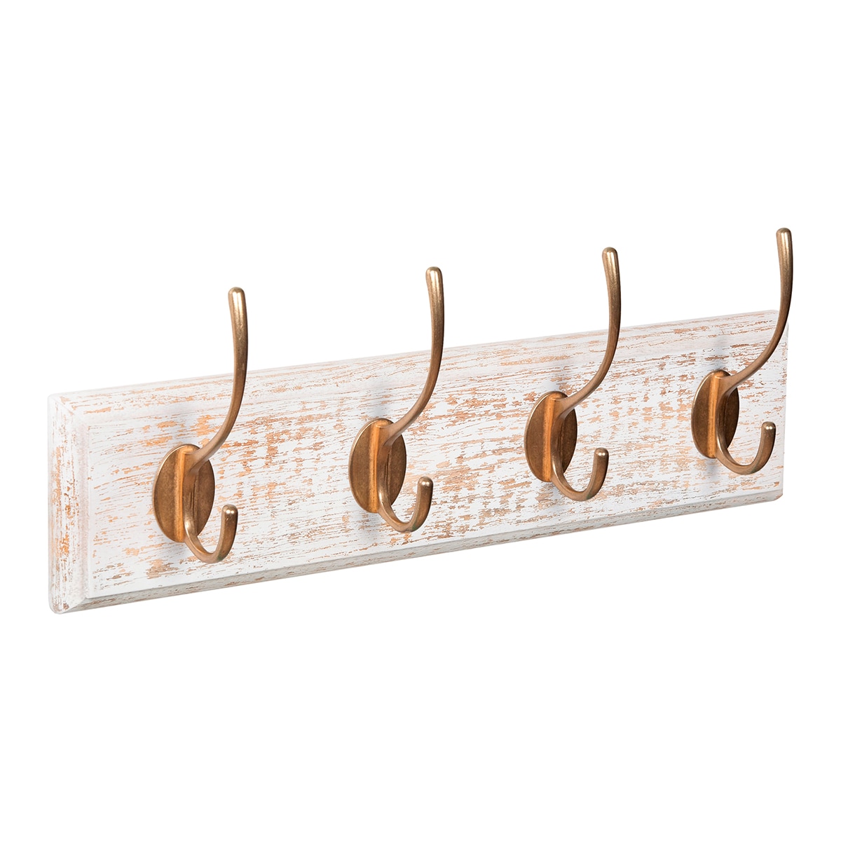 Percha Madera y Zamak 4 Colgadores 9503BLLT Blanco desgastado-1