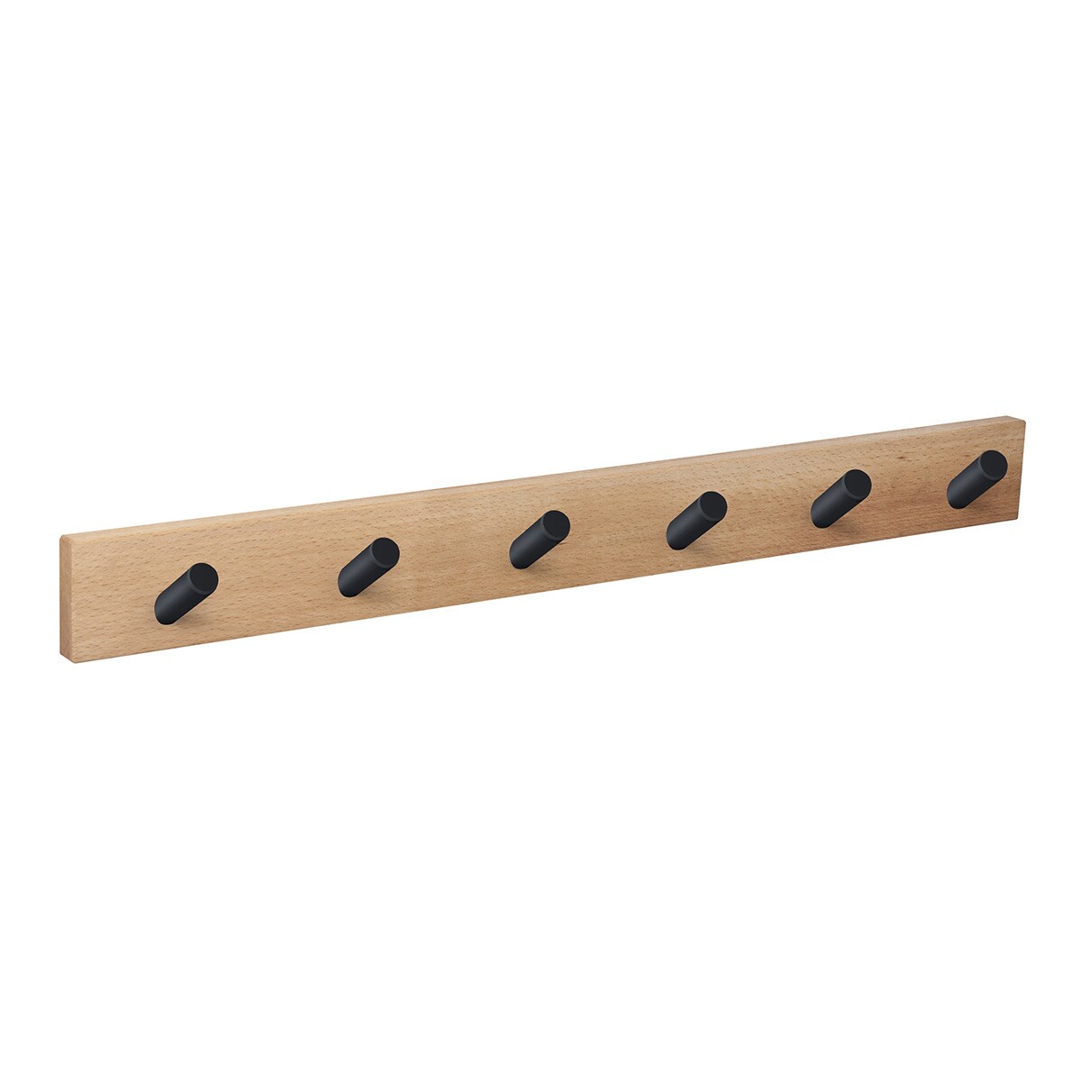 Percha Madera y Zamak 6 Colgadores 9400HNNE6 Haya / Negro-1