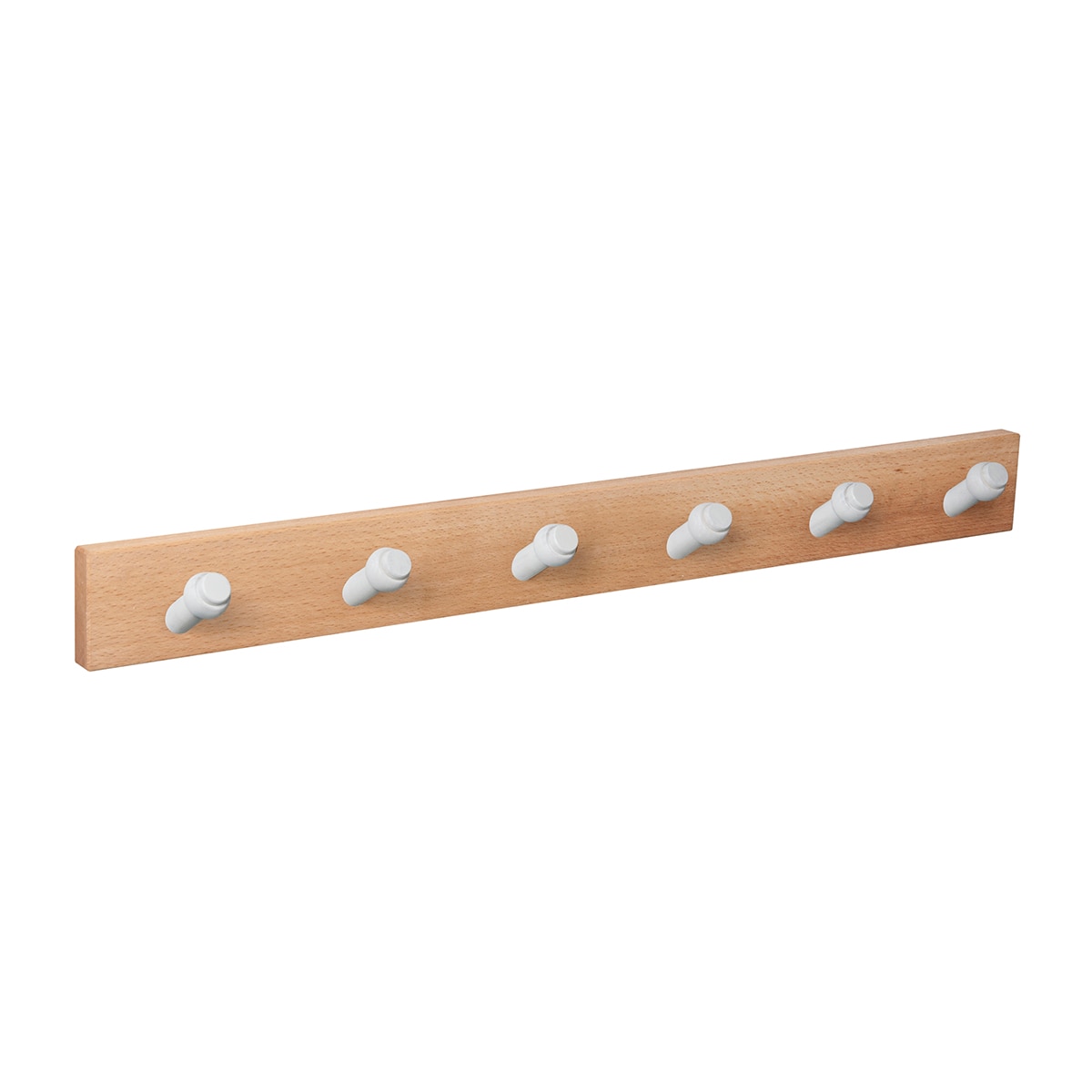 Percha Madera 6 Colgadores Blancos Madera / Blanco-1