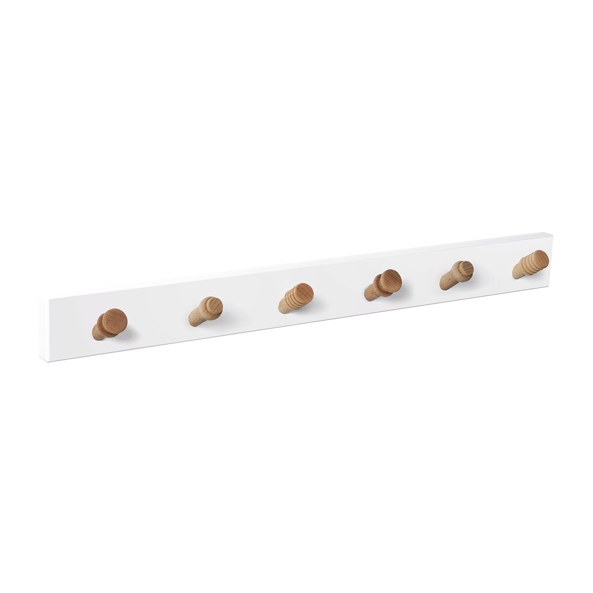 Percha Madera y Madera 6 Colgadores 9404BLHN6 Blanco / Haya-1