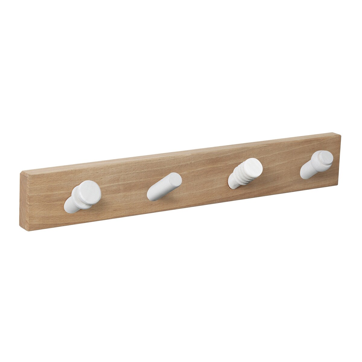 Percha Madera y Madera 4 Colgadores 9404HNBL4 Haya / Blanco-1