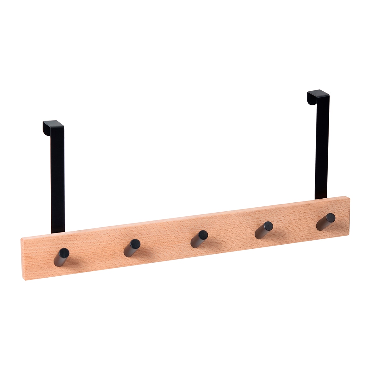 Percha Madera y Zamak 5 Colgadores 9400HNNE5S - Haya natural Haya natural-1