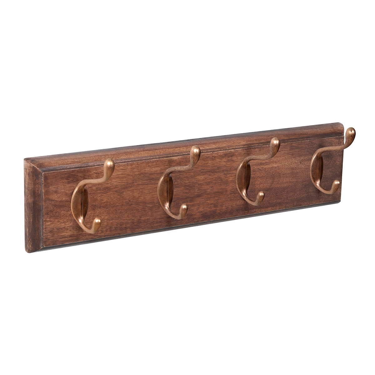 Percha Madera y Zamak 4 Colgadores 9501MABR Teca-1