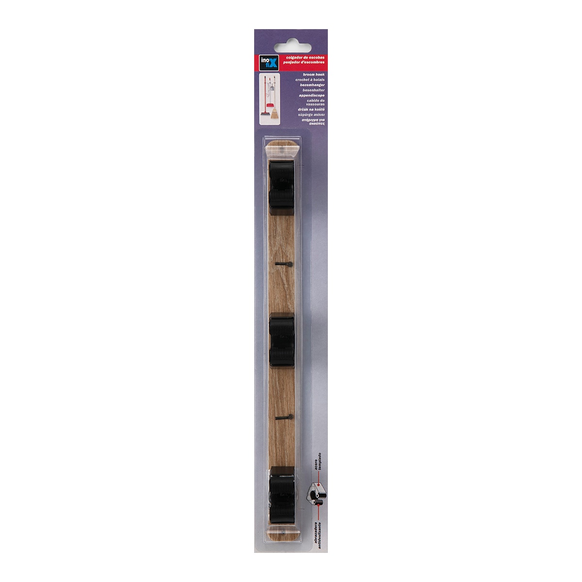 Colgador Escobas Triple Roble / Negro-2