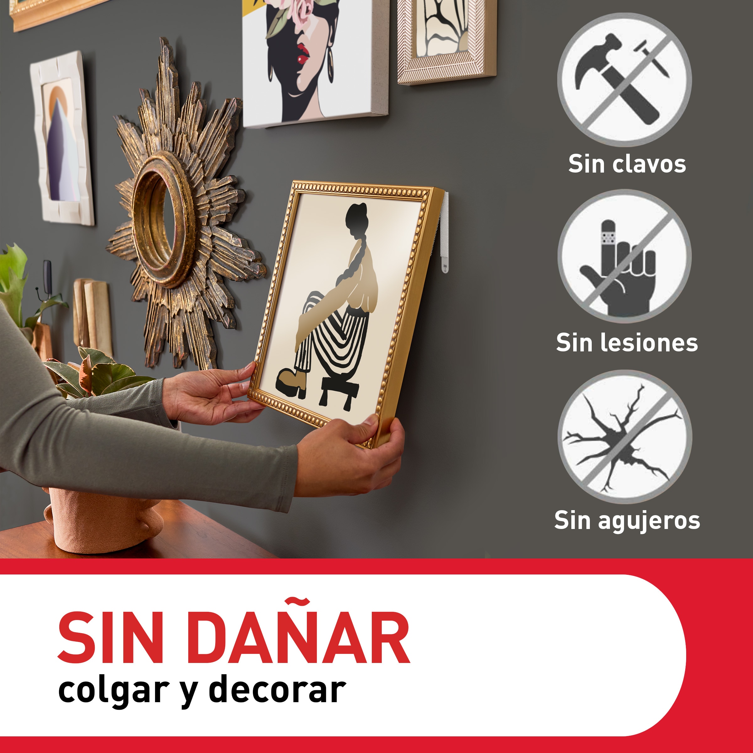 Command™ Tiras para colgar cuadros, blancas, extragrandes para objetos pesados de hasta 9 kg. 4 pares Blanco-4