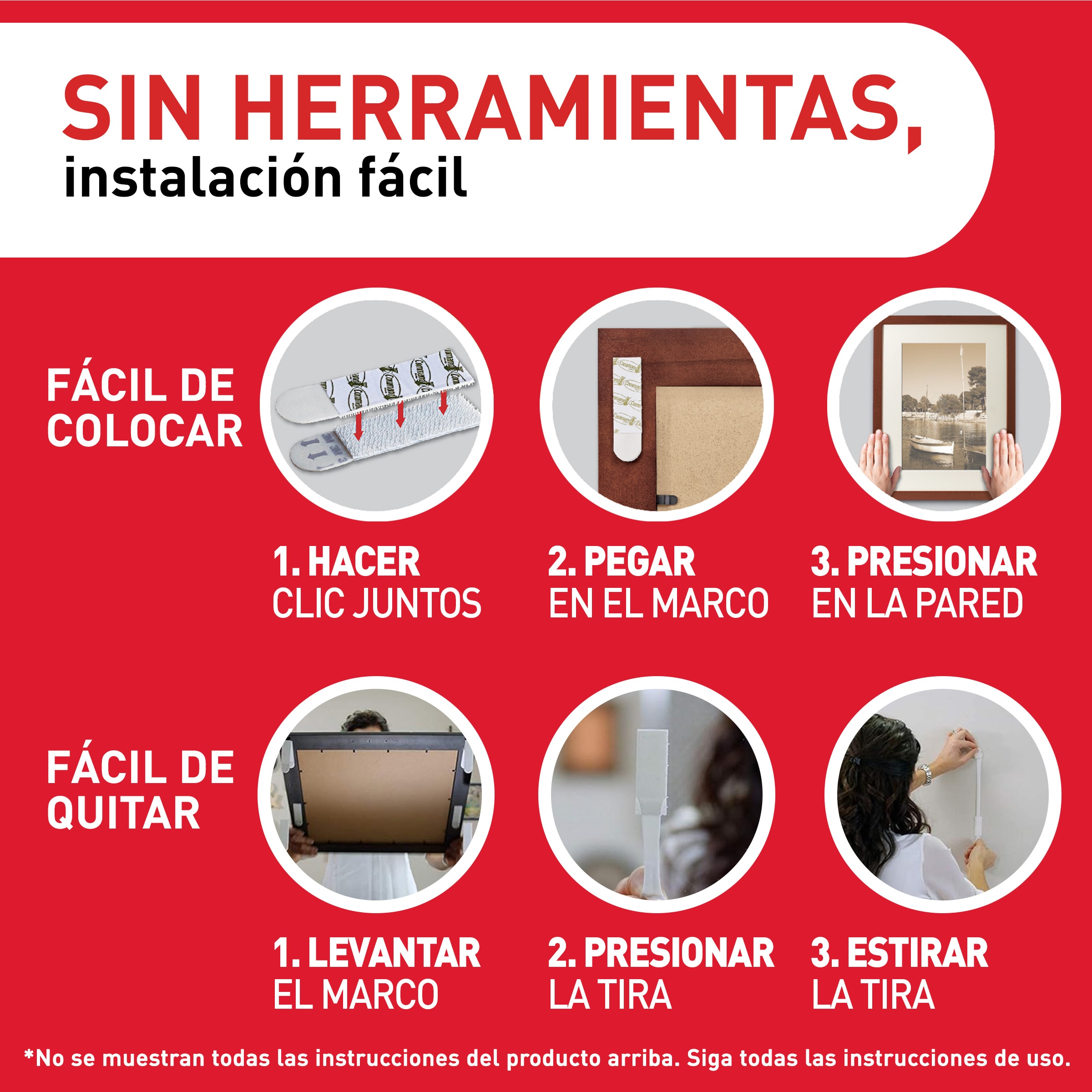Command™ Tiras para colgar cuadros, blancas, extragrandes para objetos pesados de hasta 9 kg. 4 pares Blanco-8
